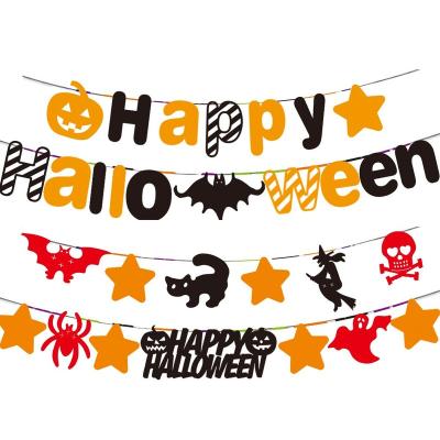 China Europe Halloween Party Pumpkin Bat Letter Decoration Pull Flower Flag Garland String Banner for sale