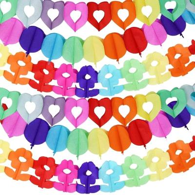 China Cartoon Colorful Decoration Kindergarten Flag Europe Birthday Party Layout Pull Flower Colorful Paper Garland for sale