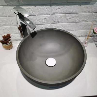 China New Easy Clean Wash Basin Fashionable Bathroom Sink Concrete Round Shape Cement Basin for sale