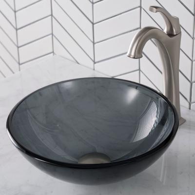 China Easy Clean Elegant Gray Glass Basin Basin Bathroom Basin Bowl Art Luxury Sink for sale