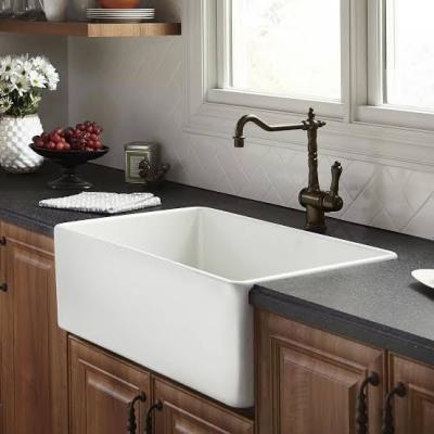 China Easy Wash Clean Sink 24 Inch Long Standard Modern American White Top Farmhouse Rectangular Kitchen Sink for sale