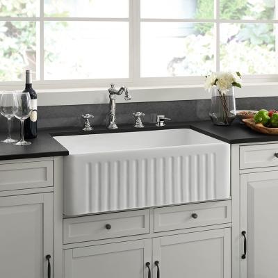 China Easy Wash Clean Sink 33 Inch Kitchen Farmhouse Kitchen Sink Ceramic Apron Front Sink For North America for sale