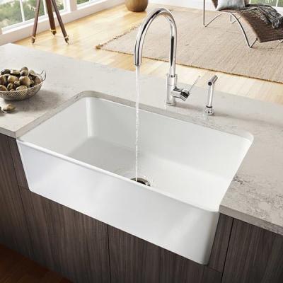 China Easy Clean Wash Sink 33 Inch Fireclay Undermount Kitchen Sink CUPC Contemporary White Single Bowl Apron Kitchen Sink For Farmhouse for sale