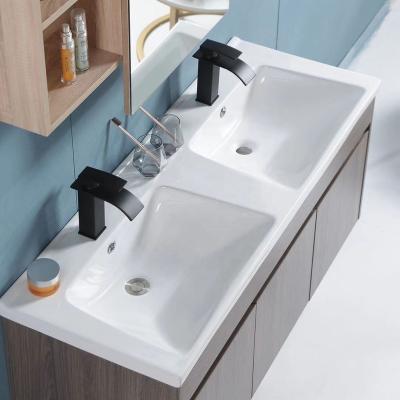 China Europe Style Easy Clean Sink Wash Basin Ceramic Hand Face Basin Double With Cabinet For Bathroom for sale