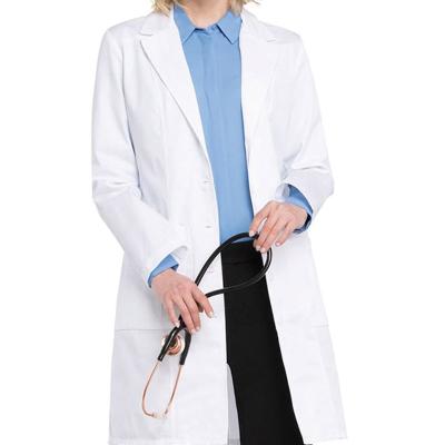 China Custom Eithexu Logo High Quality White Fitted Hospital Lab Coat Long Medical Scrubs Hospital Nursing Uniforms for sale