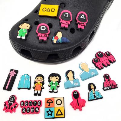 China Hole Shoes Buckle Squid Game Series Hole Shoes Soft Rubber Shoe Ornament for sale