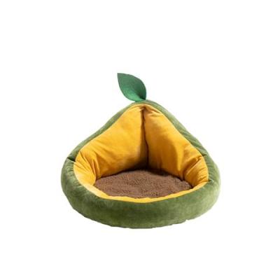 China Super Cute Soft Viable Dog Kennel Dog Bed Avocado Warmer Round Pet Couch Causion Cat for sale