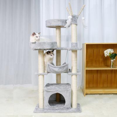 China OEM / ODM Sustainable Cat Climbing Frame Pet Supplies Cat Tree Scratcher Toys Cat Scratching Tree Climbing Furniture for sale