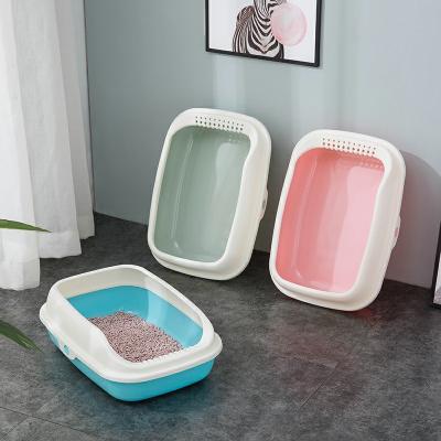 China Home Plastic Box Cat Supplies Pet Sand Toilet Bedpan Anti Splatter Cats Bin Viable Clean Toilet Cat Tray With Scoop Kitten Dog for sale