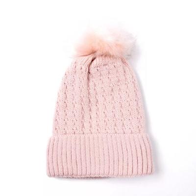 China Winter Customized COMMON JOINT Acrylic Knitted Knitted Single Cuff Hat 100% Flip Toque Students Girls Women Girls Pom Pom Beanie for sale