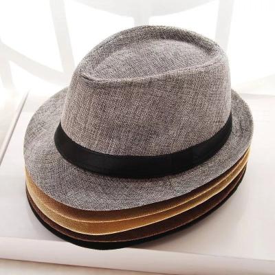 China Wholesale Cheap Classic Style Casual Trilby Sun Hat Jazz Hat Short Brim Mens Straw Fedora Hats Imitated Linen Panama for sale