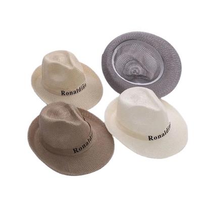 China Summer Fashion Men's Outdoor Panama Hat Sunshade Cowboy Hat Custom Character Ribbon Knitted Fedora Straw Hats for sale