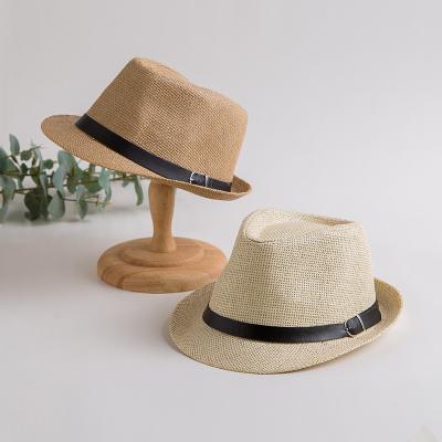 China Hot Paper Striped Straw Hats For Men Jazz Hat Sunshade Stingy Brim Fedora Hat Fashion Cheap Sale Summer Beach Panama for sale