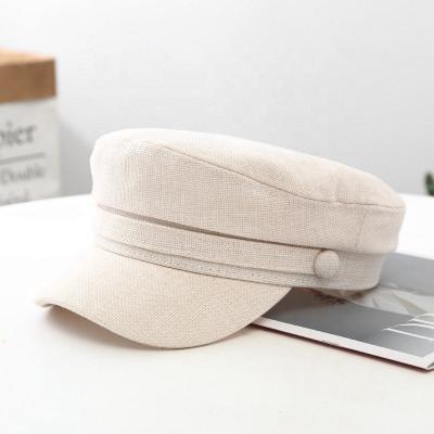 China Cheap Breathable Canvas Women Army Cotton Girls Hat Flat Top Newsboy Solid Color Solid Color Beret Military Simple Hat for sale