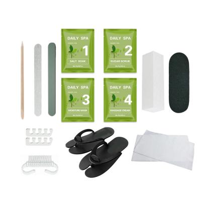 China Eco-Friendly 13 in 1 Nail Buffer Disposable Towel Sugar Scrub Toe Separators Kit Nail Salon Pedicure Nail Brush for sale