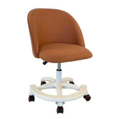 China Manufacturer Direct Sale Armless Swivel Swivel Chair For Home Office Chair Brown Fabric Task Chair for sale