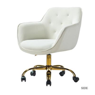 China Wholesale Luxury Home Office Swivel Chair Accent Chair White Velvet Task Chair for sale