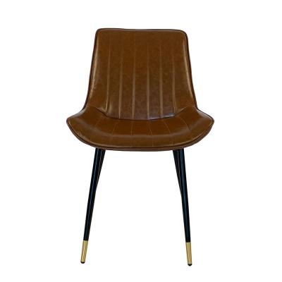 China Factory Direct Sales Other Metal Leg Modern Accent Chair Brown Leather Armchair For Restaurant for sale