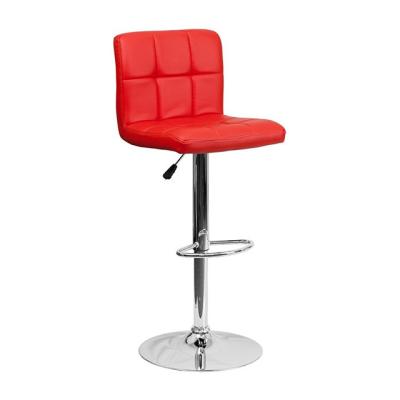 China Modern Bar Furniture 360 ​​Degree Rotation Swivel Height Chair Adjustable Red Bar Stool With Back for sale