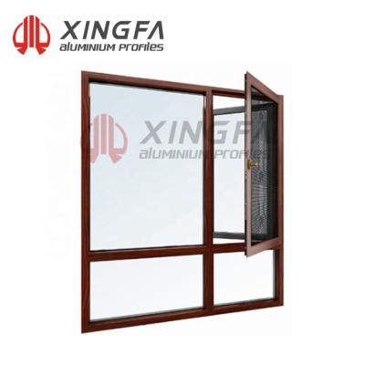 China Swing Swing Xingfa 108 Double Casement Aluminum Window With Stainless Steel Net for sale