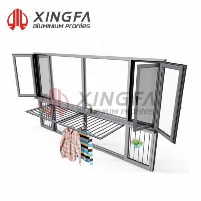 China Modern Inswing Xingfa 105 Modern Aluminum Double Side-hung Balcony Window for sale