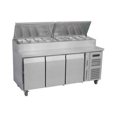 China Single-temperature 3-door salad pizza counter refrigerator/refrigerator/freezer for sale