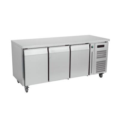 China Single-Temperature Hotel Kitchen Freezer Stainless Steel Under Table 400L 3 Door Commercial Refrigerator for sale