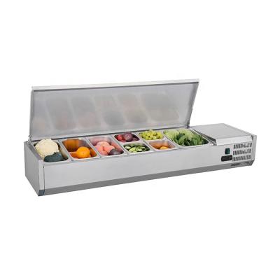 China 48L Single-temperature Countertop Fan Fruit and Vegetable Salad Counter Cooling Saladette Refrigerator for sale