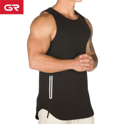 China Pocket Premium Seamless Anti-Pilling Scoop Extended Edge Muscle Fit Men's Workout Tank Top for sale