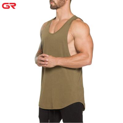 China Gym Wear Custom Anti-Shrink Fashionable Sleeveless Cut Out Muscle Fitted Mens Tank Top for sale