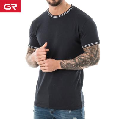 China Summer High Quality Custom Anti-pilling Ribbing Slim Fit Mens Private Label Fitness T-Shirts for sale