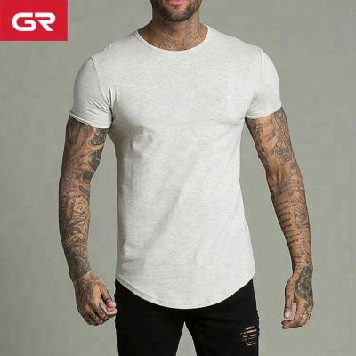 China High Quality Slim Fit Custom Made Crewneck Anti-pilling Men's Aplet T-Shirt With Curved Edge for sale