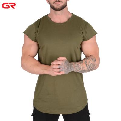 China Custom Anti Pilling Mens Tee Shirts Crew Neck Cap Sleeve Muscle Fitted Mens Training T Shirt for sale