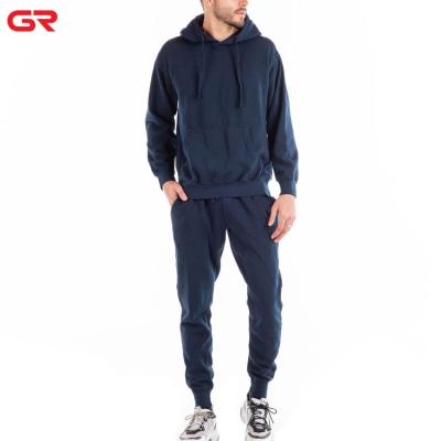 China Antibacterial Casual Drawstring French Terry Cotton Custom Hooded Men Joggers Suit Set for sale