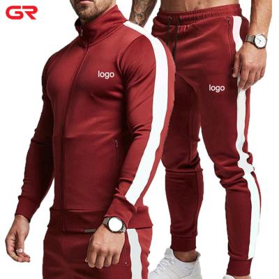 China Antibacterial Private Label Colorblock Sportswear Two Piece Tracksuit Set Logo Slim Fit Men Sweatsuit Custom Made for sale