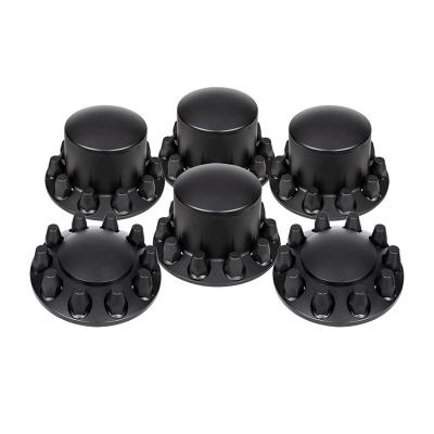 China Ninetin Truxpro Axle Cover Kit Black ABS Bolt On Standard Hubcaps With 60 Pieces Of 33mm Thread On Lug Nut Covers For Semi Trucks for sale