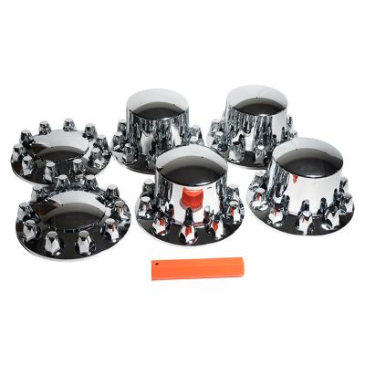 China Ninetin Truxpro Chrome Axle Cover Kit Hubcaps Standard ABS Bolt On Kit Complete With 60 Pieces Of 33mm Thread On Lug Nut Covers For Semi Trucks for sale