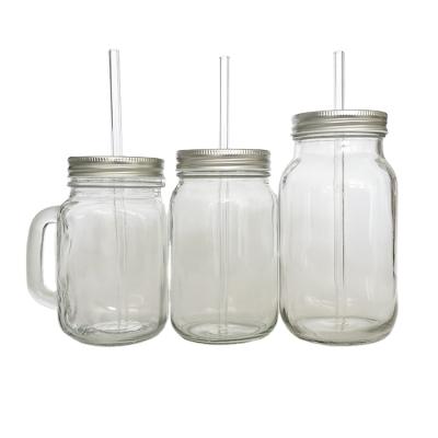 China Wholesale Custom Mason Jars 16oz 32oz Freshness Mason Jar Clear Empty Transparent Airtight Glass Cup Preservation for sale