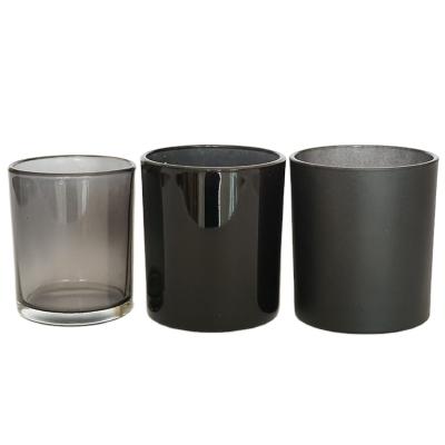 China Wholesale Matte/Glossy Outdoor 10oz Frosted Black Glass Candle Jar Glass Tumblers For Candles for sale