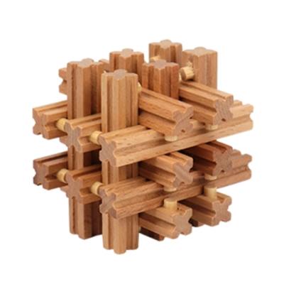 China Chridren Toys Cube Wooden Puzzle 3D Luban Lock Intelligent Brain Teaser For Kids Adult for sale