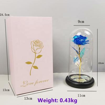 China Galaxy Rose Glass Cover Flowers Artificial Flower YOPIN 108 Gift Galaxy Rose Valentines Day Galaxy Bell Glass Cover Flowers for sale