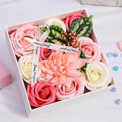 China 2022 Rose Flowers Soap Flower Box Handmade Rose Soap Box Soap Flower Soap Set YOPIN 272 Valentines Gift for sale