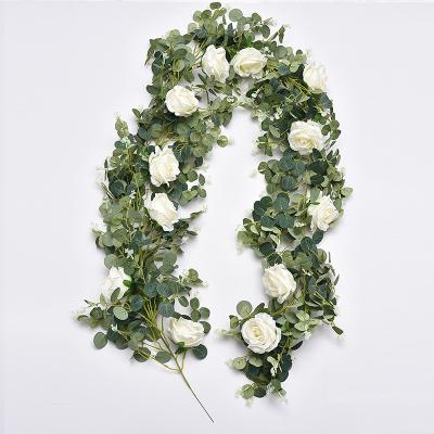 China Home/Wedding Decoration YOPIN-120 Hot Selling Artificial Amazon Eucalyptus Leaves Garland Leaf Vines With Flowers Faux Money for sale