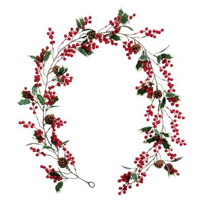 China Red Christmas Berry Garland Holly Berry Red Wreath of Christmas Berry Garland YOPIN 098 Artificial Flower Christmas Tree Decor for sale