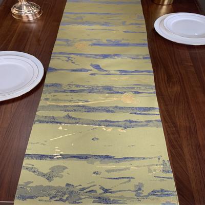 China Yellow Polyester Reusable Long Decoration Soft Table Runner Luxury Table Runner for sale