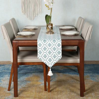 China Reusable Custom Modern Canvas Embroidery Decor Table Dining Rectangle Jacquard Table Home Decorative Runner for sale