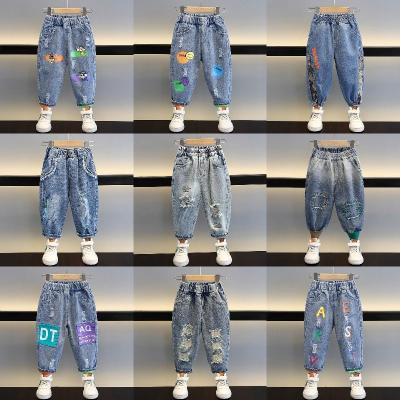 China Color Fade Proof Factory wholesale boys' wear printed jeans high stretch jeans boys' wear jeans for sale