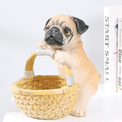 China American pot basket flower basket simulation dog resin gift home storage key decoration Europe outdoor garden flower pot for sale