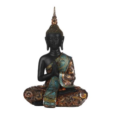 China Asian Thai Sitting Home Art Decor Gift India Resin Buddha Statue Chinese Feng Shui Sculpture Luck Wealth Collection for sale