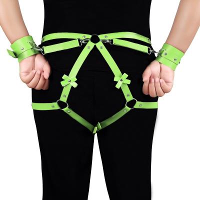 China Decoractive Ladies Cock Tools Couples Handcuffs Belt BDSM Leather Bondage Garter Erotic Buttocks Bow Belt for sale